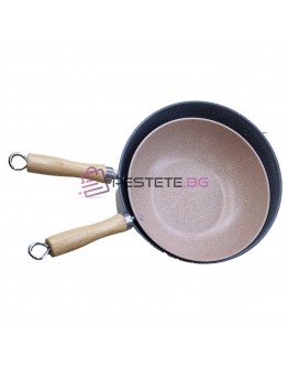 Уок тиган 28см с дървена дръжка